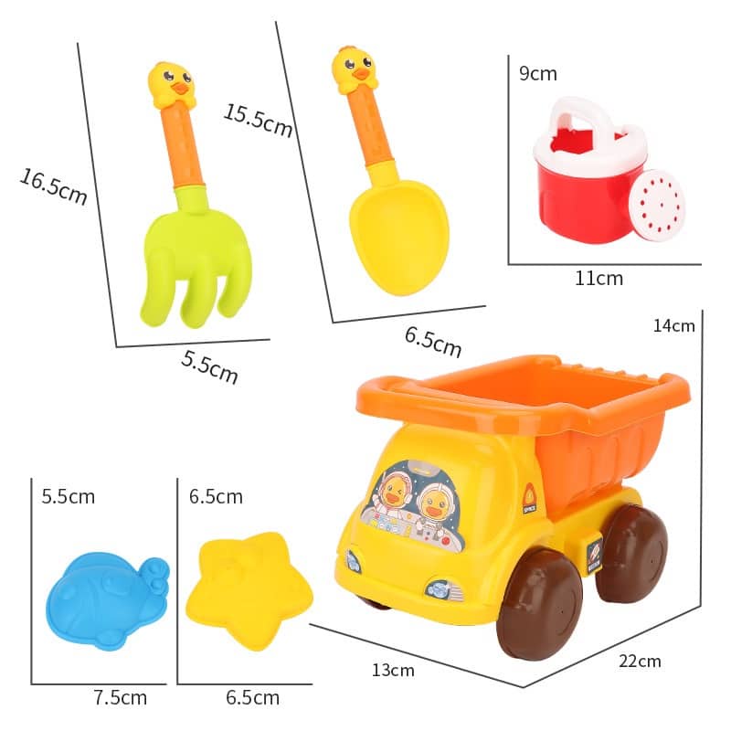 Bộ đồ chơi bãi biển gồm xe và dụng cụ xúc cát dành cho trẻ em