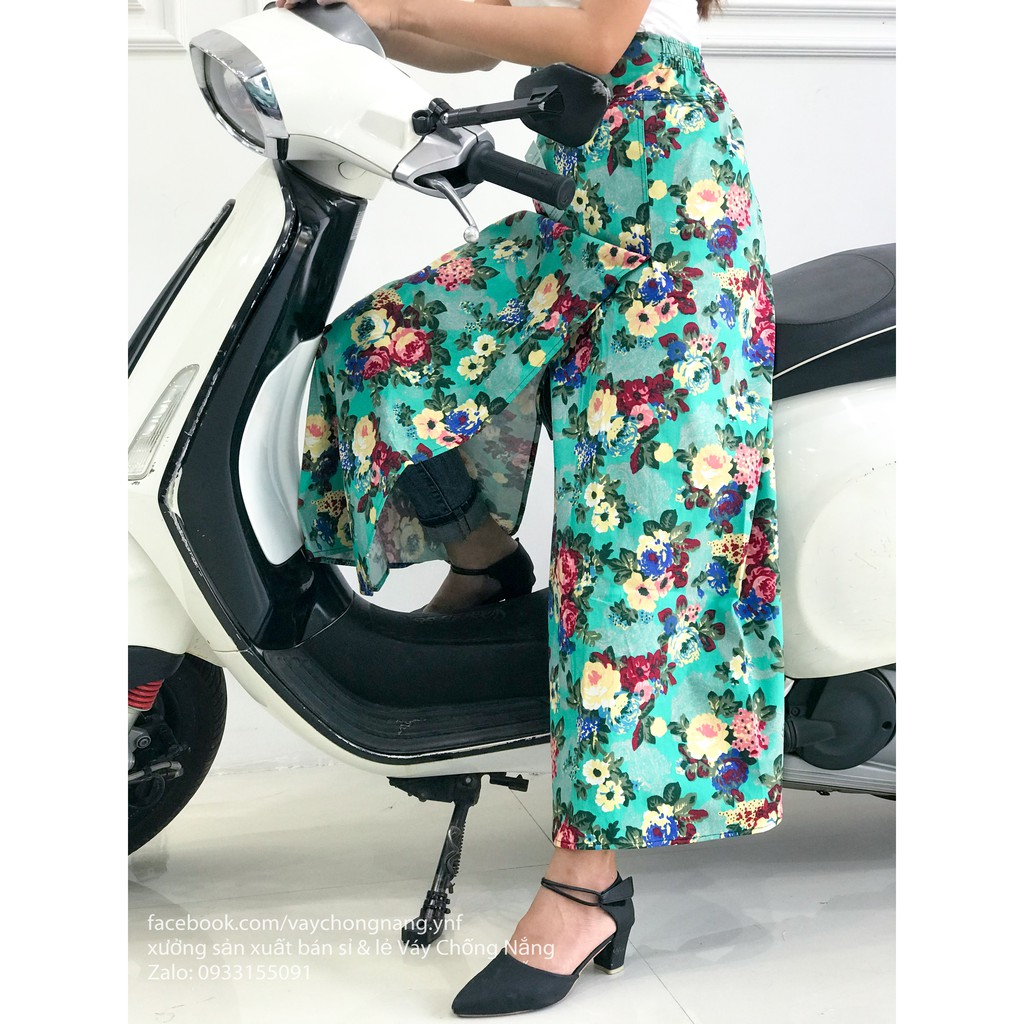 Váy chống nắng freeSize kaki bông xẻ tà | BigBuy360 - bigbuy360.vn