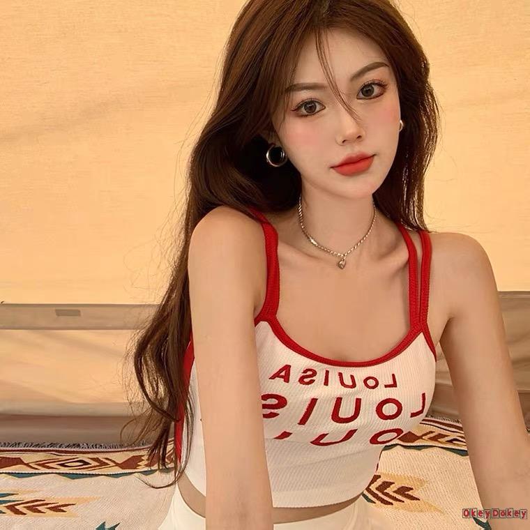 Áo Croptop Không Tay Thêu Chữ Thời Trang Dành Cho Nữ