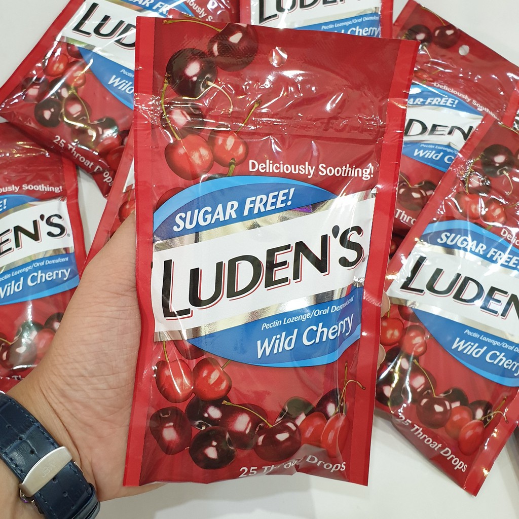 Kẹo ngậm Luden's không đường hương Cherry - 25viên
