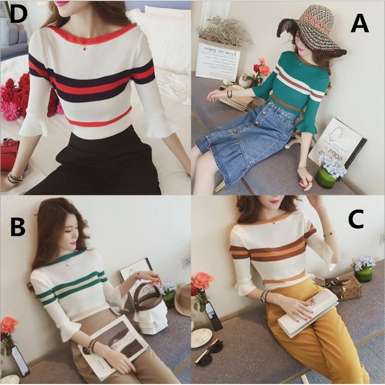 Áo Dệt Kim Nữ Kẻ Sọc Thời Trang | BigBuy360 - bigbuy360.vn