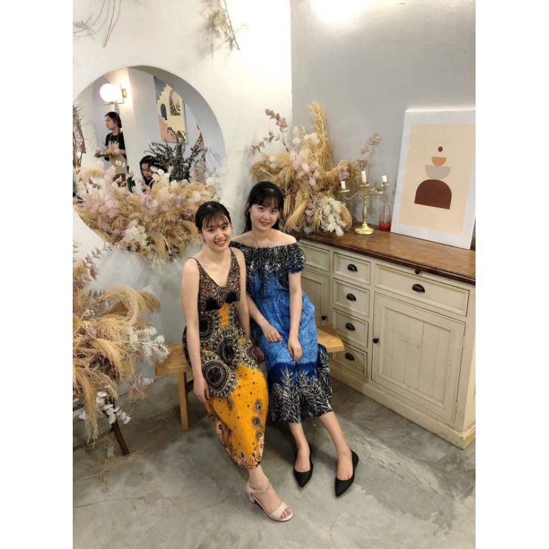 Váy Maxi Hai Dây Thổ Cẩm