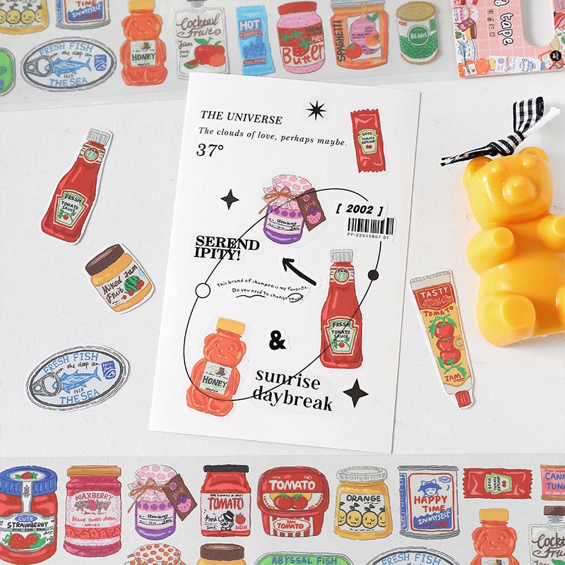 1 Tấm Băng Dính Rộng Họa Tiết Hoạt Hình Dễ Thương Để Ghi Chép / Đồ Uống