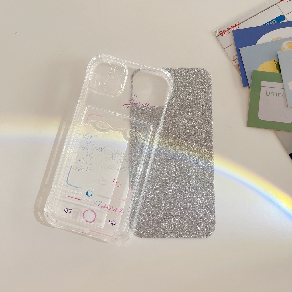 Ốp Điện Thoại Họa Tiết Trái Tim Thời Trang Chống Sốc Kèm Ngăn Đựng Thẻ Cho iPhone 14 / 13 / 12 / 11 / X / 8 / 7P