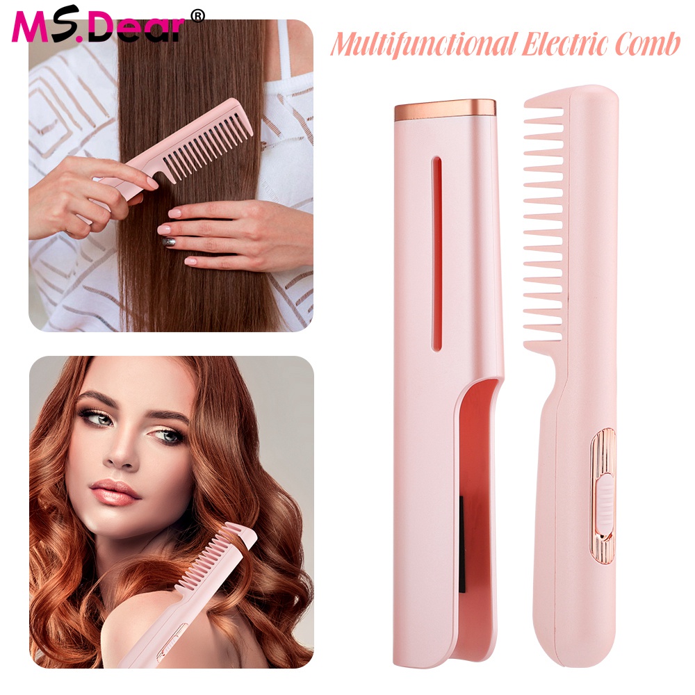 Lược Điện Chải Thẳng/Uốn Tóc 2 Trong 1 Mini Đa Năng