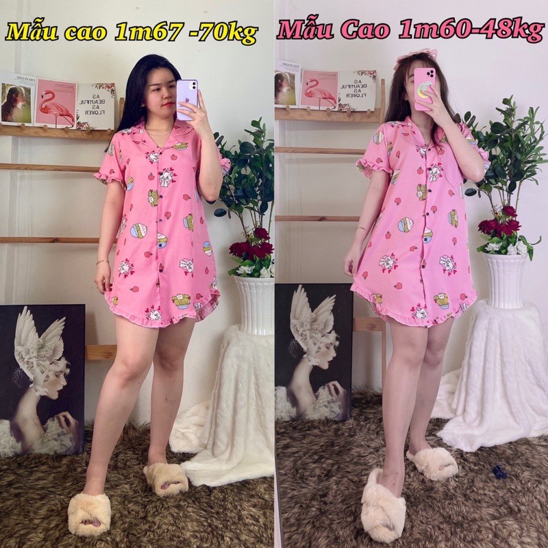 (FreeSize 40kg-70kg) Đầm Bèo Kate Pijama