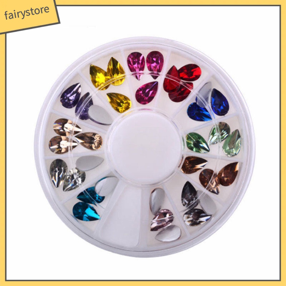 Hộp tròn đựng phụ kiện đá hình giọt nước dùng trang trí móng