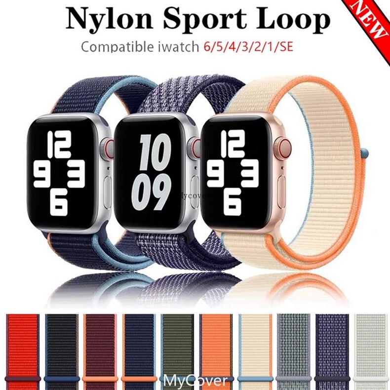 Dây đeo sợi nylon thích hợp cho đồng hồ thông minh Apple watch 44mm 40mm 42mm 38mm 44 mm iWatch 3 4 5 6