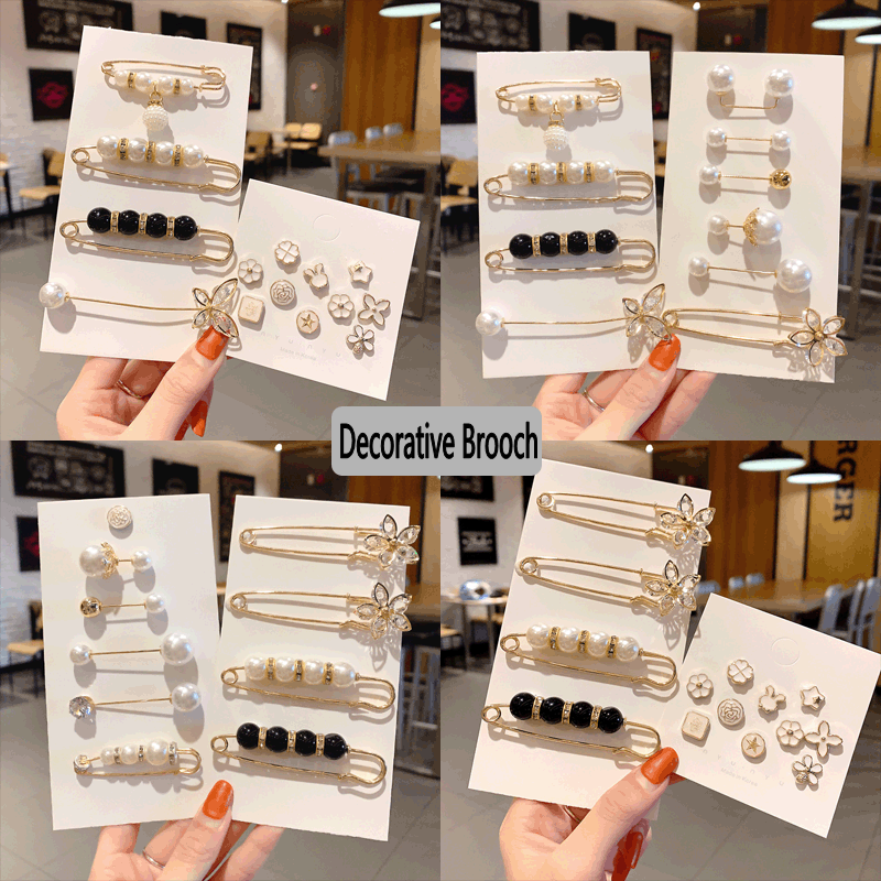 Ghim cài áo đính đá và ngọc trai giả nhiều kiểu dáng xinh xắn dành cho nữ