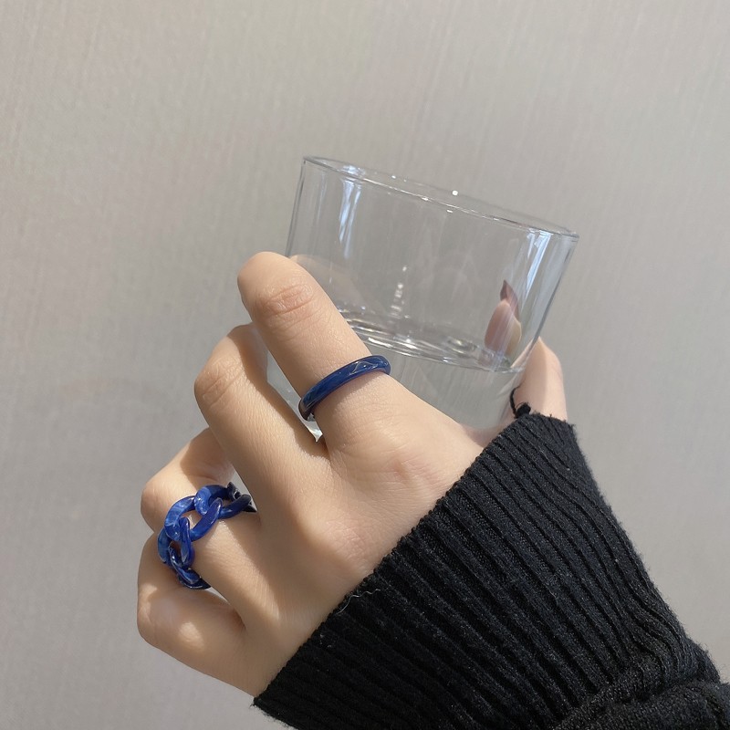 iF YOU Bộ 2 Nhẫn Nhựa Resin Thiết Kế Đơn Giản Cho Nữ