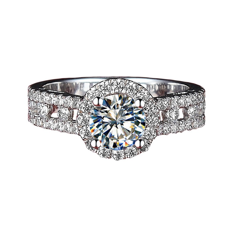 Nhẫn kim cương vàng trắng thiết kế sang trọng thời trang cho nữ