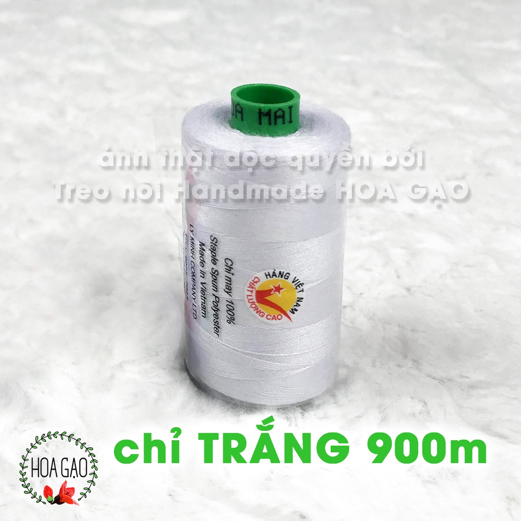 Hộp chỉ may công nghiệp TRẮNG ĐEN 10 cuộn 900m HOA MAI GCH9H độ bền cao loại tốt giá rẻ phụ liệu may mặc