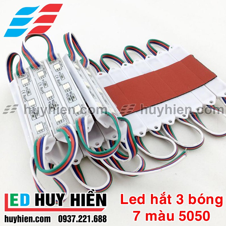 Led hắt 3 bóng 7 màu rgb kích thước 7512 IP65 và IP68 ( vỉ 20 thanh)