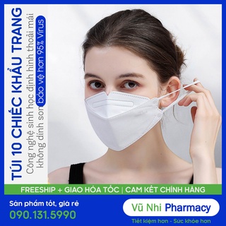 Khẩu trang kf94, túi 10 cái khẩu trang 4d kf94 kháng khuẩn chính hãng