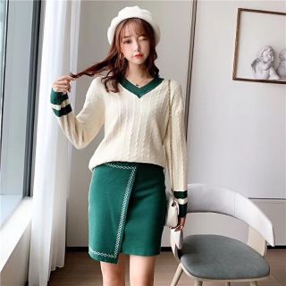 [ hàng có sẵn]_ Sét Đầm len rời đẹp_Sét len cổ  tim chân váy A đẹp_{Hàng có sẵn} _có ảnh thật