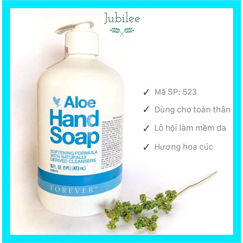 Nước rửa tay lô hội Aloe Hand Soap, Forever Living Products 523 FLP 473ml Jubilee
