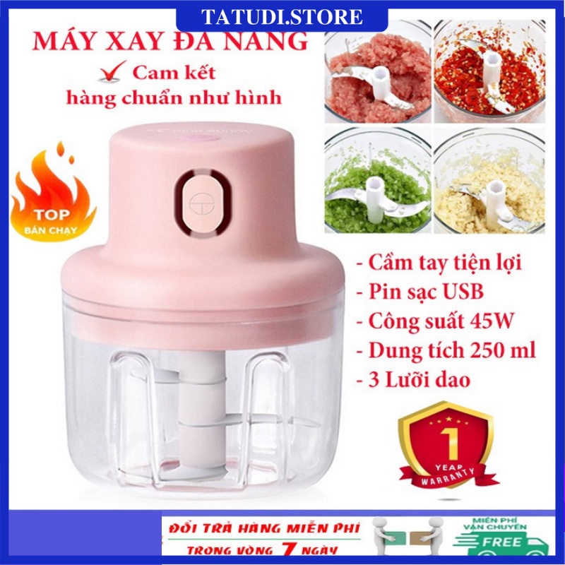 Máy xay tỏi ớt thịt cá rau củ mini pink Bunny dung tích 250ml, Máy xay đa năng tiện lợi hàng loại 1 bảo hành 6 tháng