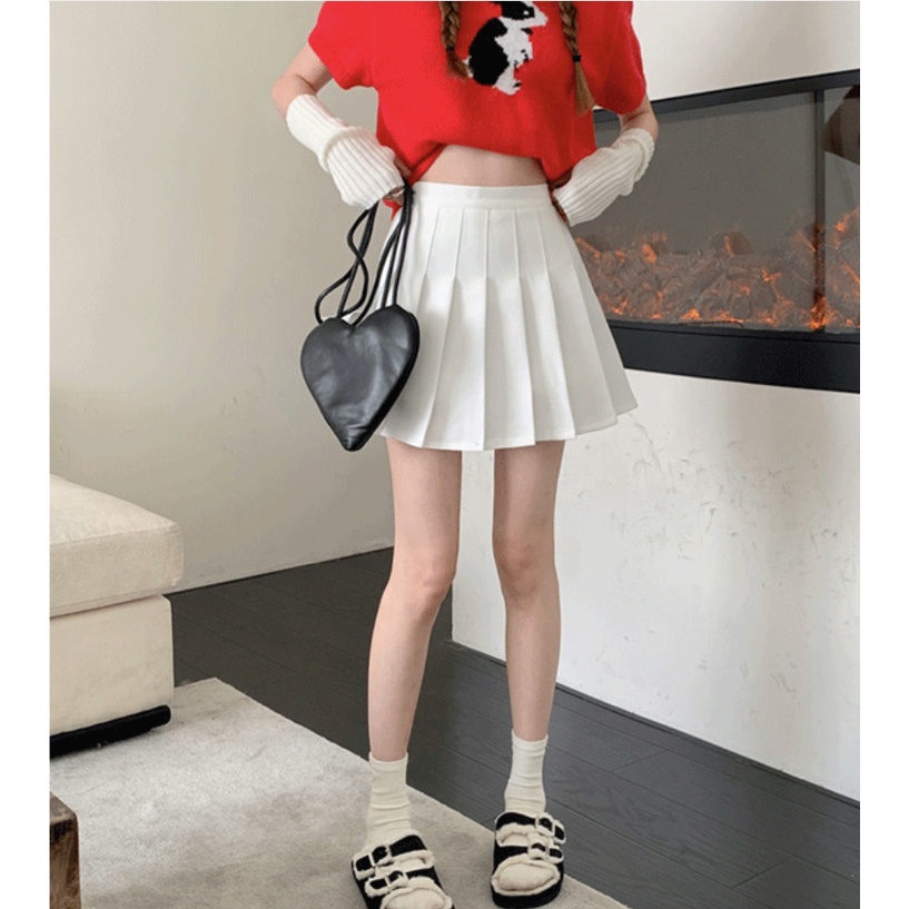 HUANG YOYO Chân Váy Chữ A Lưng Cao Xếp Ly Thời Trang Hàn Quốc Dễ Phối Đồ Cho Nữ