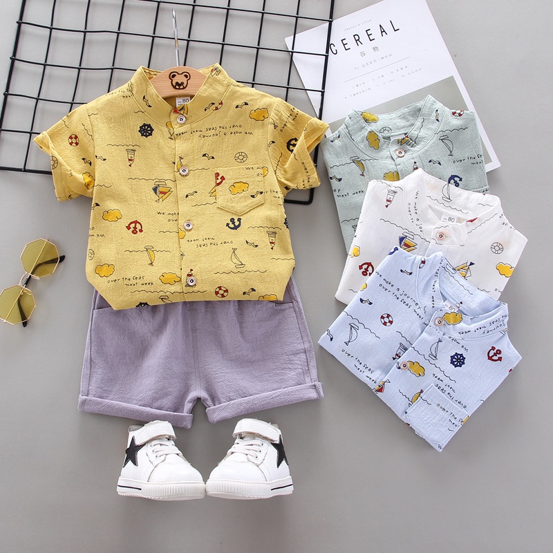 Set Đồ Bộ Cho Bé Trai Zata Kids Mùa Hè Hàn Quốc Trẻ Em Thời Trang Hoạt Hình Bé Trai Áo Ngực Áo Sơ Mi Ngắn Tay