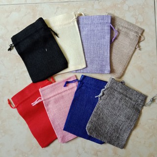 Túi vải bố thô nhiều màu có dây rút kích thước 10x14cm đựng trà thảo dược hoa khô hoa thơm trang trí - dorami
