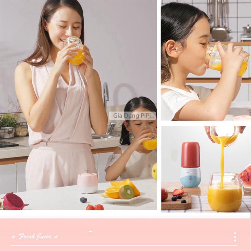 (4 lưỡi)Máy xay sinh tố cầm tay mini sạc pin, Máy say sinh tố cầm tay đa năng mini 300ml Honguo