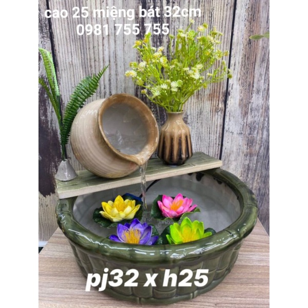 Đài phun nước- Thác Nước phong thủy gốm sứ Bát tràng
