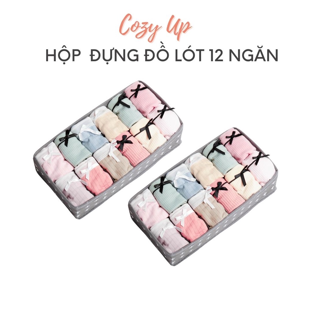 (HCM)- HỘP ĐỰNG ĐỒ LÓT, TẤT, PHỤ KIỆN 12 NGĂN BẰNG VẢI CHỐNG THẤM NƯỚC