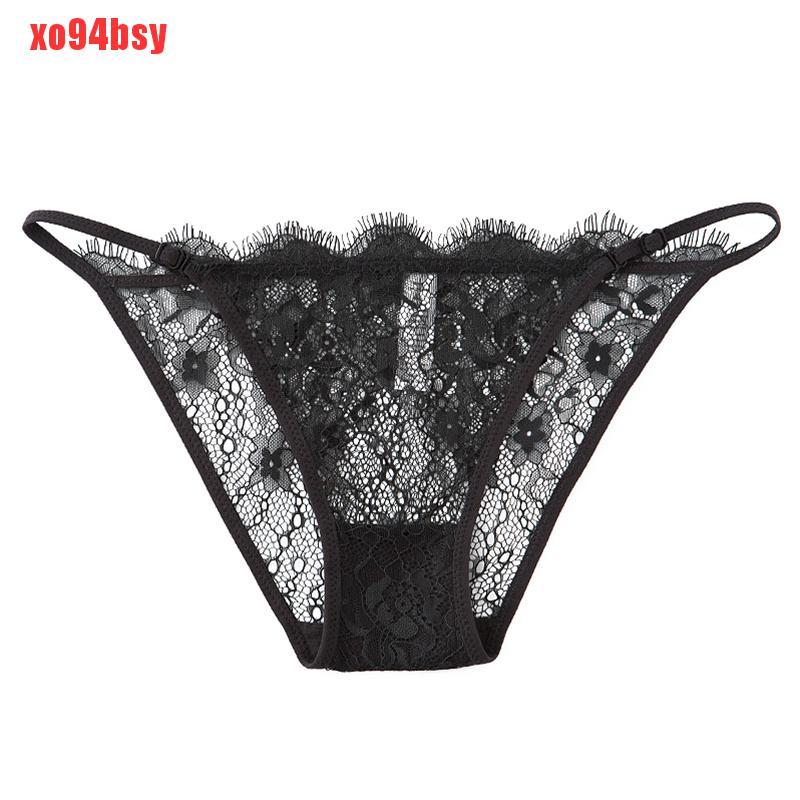 [xo94bsy]Womens Sexy Temptation Thong Panties Lace Adjustable Size Briefs Lingerie Sheer