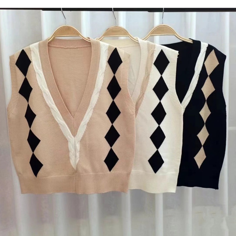 Áo dệt kim cổ chữ V phong cách Hàn Quốc dễ phối đồ