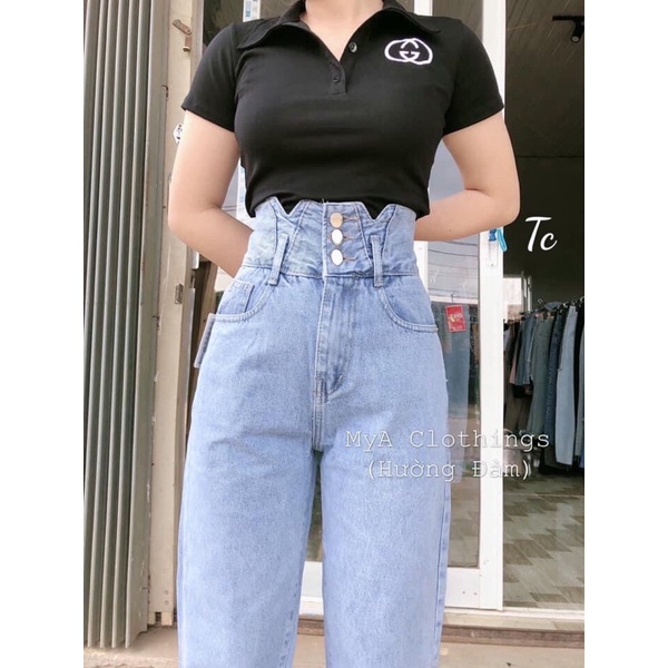 [BÁN SỈ] Quần Jeans BAGGY Bò Nữ 3 Cúc Cạp V Chất Bò Mềm