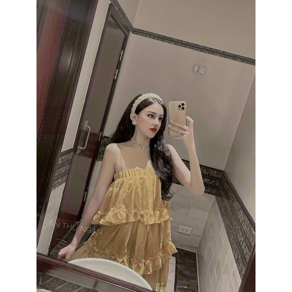 Đầm tiểu thư công chúa, đầm maxi 2 dây voan 3 tầng , đầm ngắn voan bèo xoè dễ thương đi chơi đi biển siêu xinh