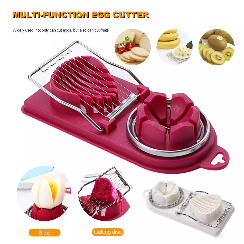 Dụng Cụ Cắt Trứng Luộc 2 Trong 1 Bằng Thép Không Gỉ
