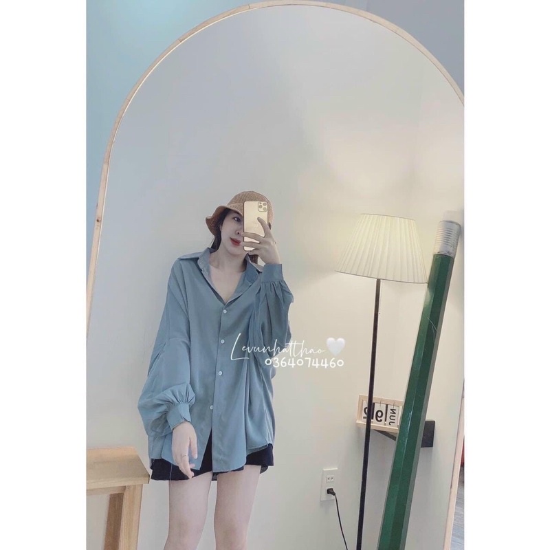 Áo Sơ Mi Đũi Trơn Tay Bồng Basic Mặc Đi Học Đi Làm Đi Chơi Kiểu Dáng Hàn Quốc Trẻ Trung Năng Động Đơn Giản Ảnh Thật