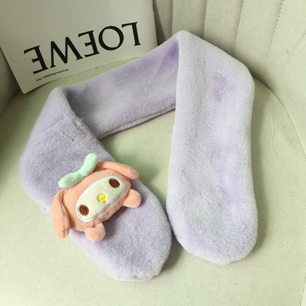 MOCHO Children Plush Scarf Kids Gift Thick Adjustable Neckerchief Melody Cartoon Cinnamoroll Autumn Winter Scarf