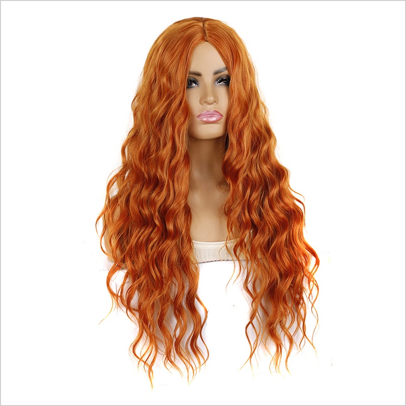 Tóc giả xoăn dài 24" màu cam thời trang nữ