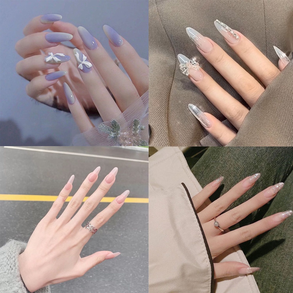 [Hàng mới về] Set 24 móng tay giả có thể tháo rời thiết kế hợp thời trang dễ thương