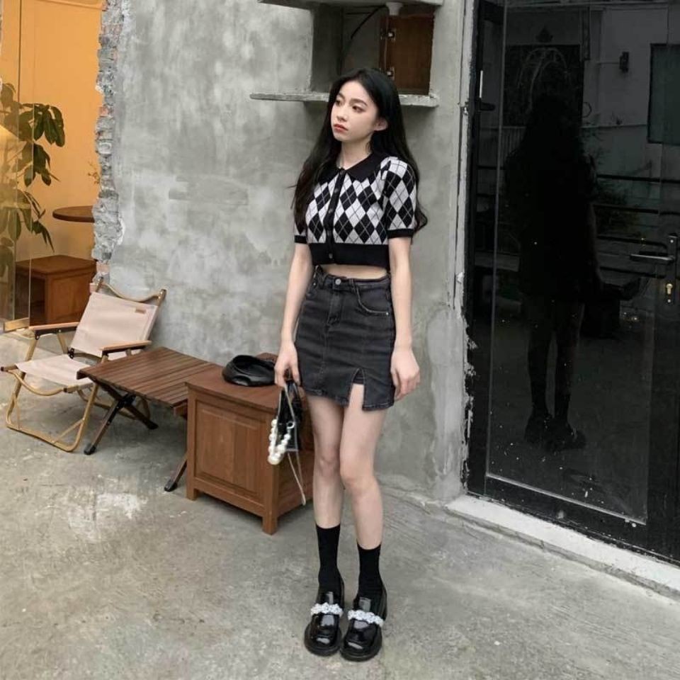 Áo Cardigan Ngắn Tay Cổ Polo Cài Nút Phong Cách Anh Quốc Cổ Điển Cho Nữ | BigBuy360 - bigbuy360.vn