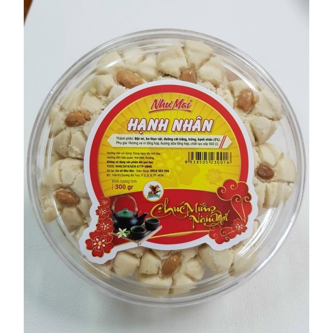 Bánh hạnh nhân sữa , sôcla, dứa , mè hộp 300gr kèm quà