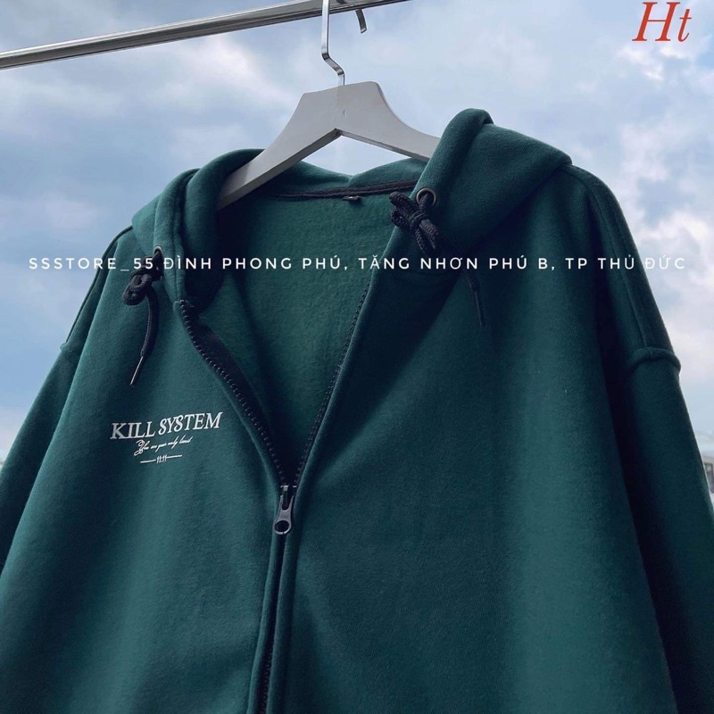 Áo khoác nỉ cotton KILL rêu H2A699