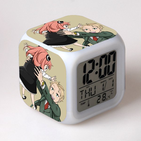(nhiều mẫu) Đồng hồ báo thức in hình SPY x FAMILY gia đình điệp viên anime chibi dễ thương xinh xắn đèn LED đổi màu