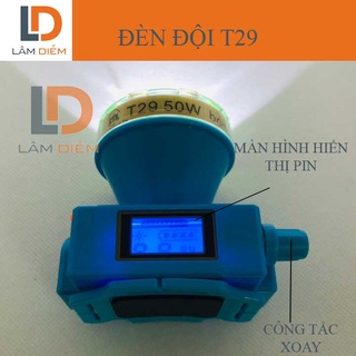 Đèn pin đội pin sạc siêu sáng kín nước công tắc xoay có màn hình hiển thị pin t29 - 583