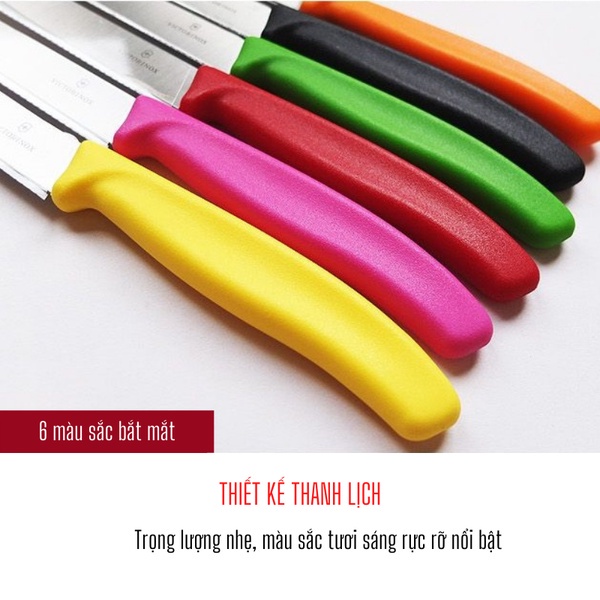 Dao gọt hoa quả Victorinox lưỡi răng cưa 11cm cán nhựa nhiều màu