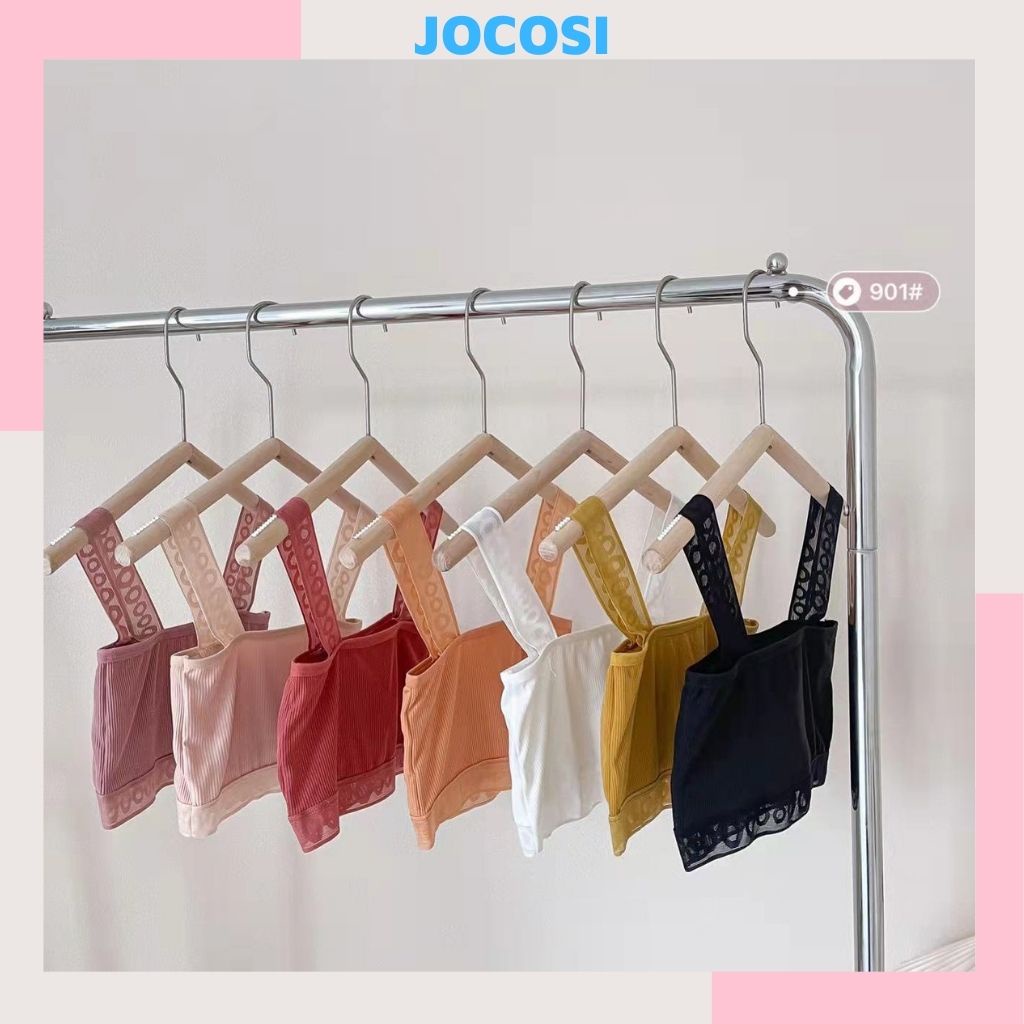 Áo bra nữ 2 dây gân tăm phối ren sexy, áo lót đệm mút ngực mỏng đẹp và dễ thương JOCOSI B901