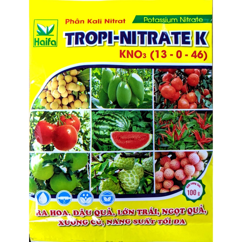 Phân bón KNO3 100g (13-0-46), Kali trắng, thúc ủ mầm hoa, to quả, lớn củ bóng quả, ngọt quả