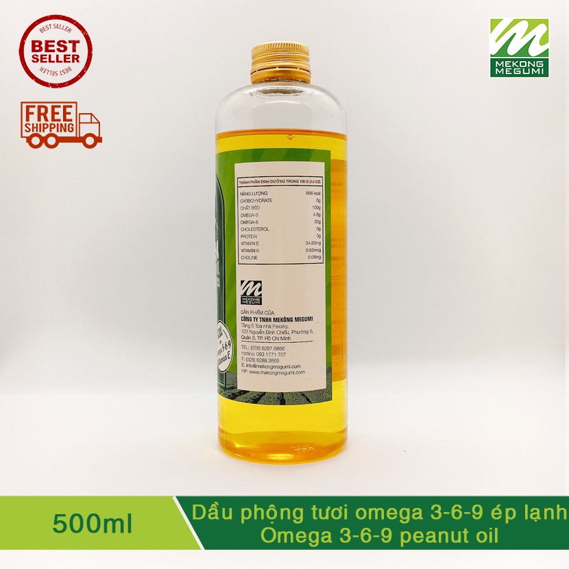 Dầu phộng tươi omega 3-6-9 ép lạnh (Omega 3-6-9 peanut oil) _500ml