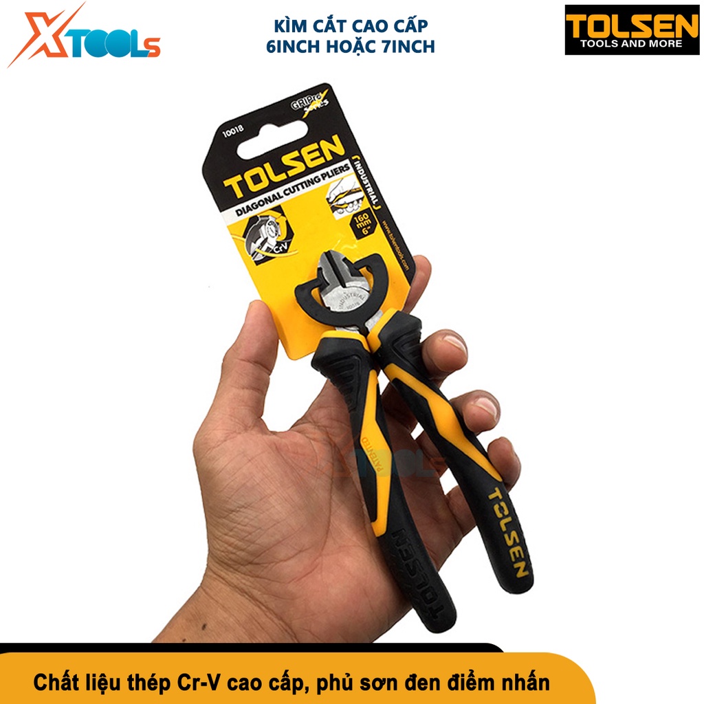 Kìm cắt công nghiệp cao cấp TOLSEN 6&quot; 7&quot; kềm thép Cr-V chống rỉ sét, thiết kế cân đối trợ lực 20% [CHÍNH HÃNG][XTOOLS]