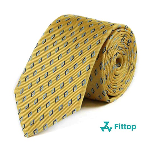 Cà Vạt Nam Vàng Họa Tiết Công Sở 7cm FITTOP CAVAT-071