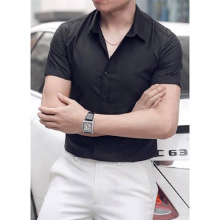 Áo sơ mi nam ngắn tay vải lụa