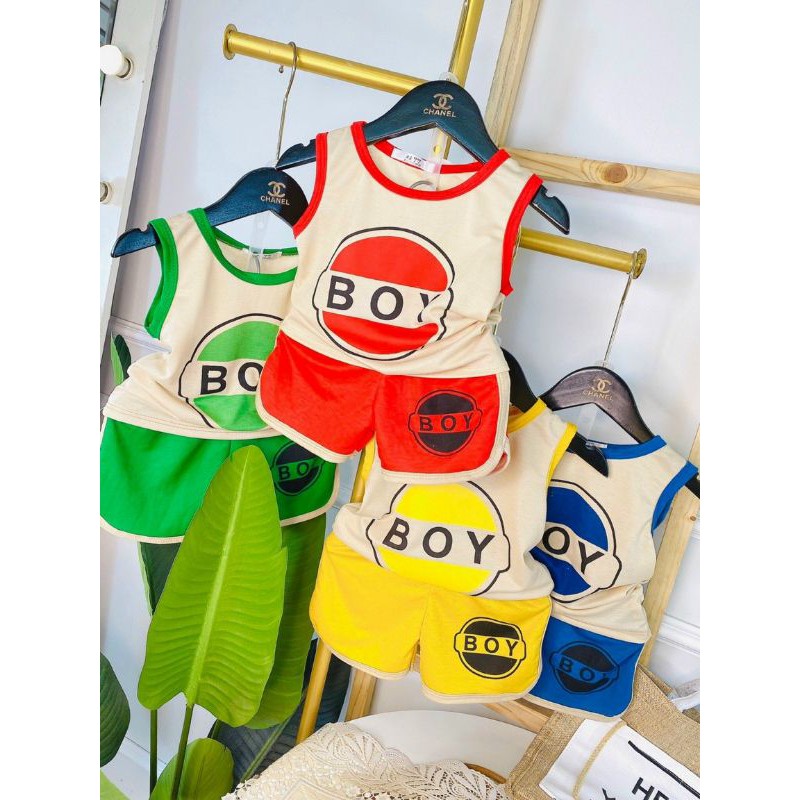 Bộ hè bé trai_ Bộ ba lỗ BOY chất đũi siêu mát mềm mại cho bé 8-20kg