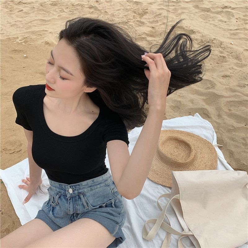 ÁO CROPTOP TAY NGẮN Cổ U BORIP XỊN NTTshop A3-UU